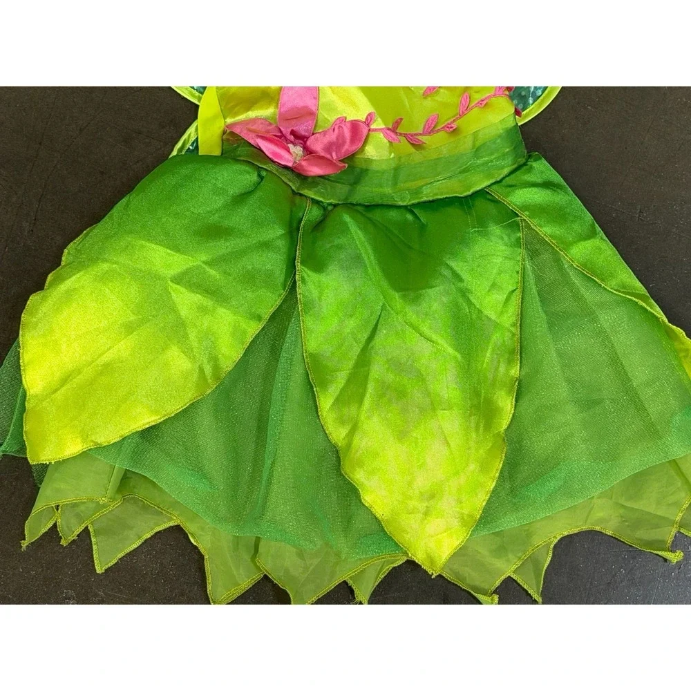 Disney Store Tinker Bell Costume Dress Girls Green Wings Fairy Halloween
